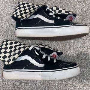 Extra High Top Black and White Checkered Vans